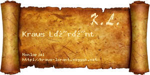 Kraus Lóránt névjegykártya