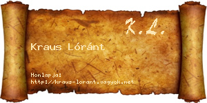 Kraus Lóránt névjegykártya